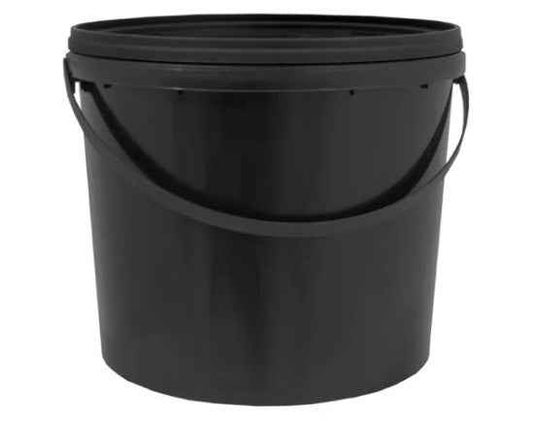 Round Black Buckets with Handles & Lids
